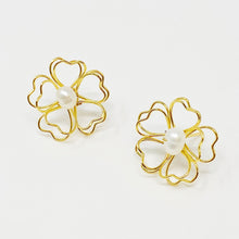 Load image into Gallery viewer, Heart Petals With Freshwater Pearl Earrings