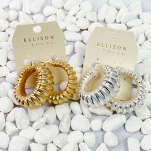 Load image into Gallery viewer, Bold In Pleats Hoop Earrings