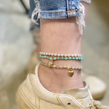 Load image into Gallery viewer, Stone Bead Heart Anklet