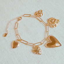 Load image into Gallery viewer, Five Hearts Charm Bracelet