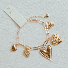 Load image into Gallery viewer, Five Hearts Charm Bracelet