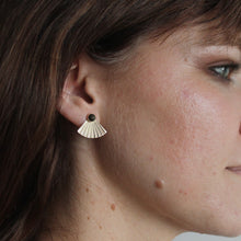 Load image into Gallery viewer, Golden Obsidian Fan Earrings