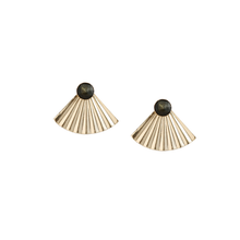Load image into Gallery viewer, Golden Obsidian Fan Earrings