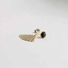 Load image into Gallery viewer, Golden Obsidian Fan Earrings