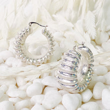 Load image into Gallery viewer, Bold In Pleats Hoop Earrings
