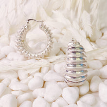 Load image into Gallery viewer, Bold In Pleats Hoop Earrings
