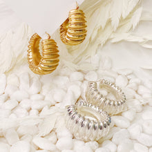 Load image into Gallery viewer, Bold In Pleats Hoop Earrings
