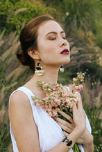 Load image into Gallery viewer, Saigon 16K Gold Plated Geometric Statement Buffalo Horn Earrings
