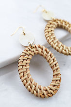 Load image into Gallery viewer, Bien 16K Gold-Plated Brass Buffalo Horn &amp; Rattan Oval Statement Earrings
