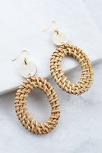 Load image into Gallery viewer, Bien 16K Gold-Plated Brass Buffalo Horn &amp; Rattan Oval Statement Earrings

