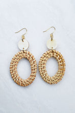 Load image into Gallery viewer, Bien 16K Gold-Plated Brass Buffalo Horn &amp; Rattan Oval Statement Earrings

