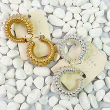 Load image into Gallery viewer, Bold In Pleats Hoop Earrings
