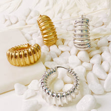 Load image into Gallery viewer, Bold In Pleats Hoop Earrings
