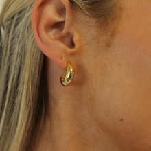 Load image into Gallery viewer, Dual-Tone Teardrop Hoops
