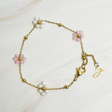 Load image into Gallery viewer, Pearl And Glass Bead Flower Bracelet
