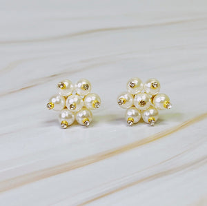 Pearl Blooming Stud Clip On Earrings