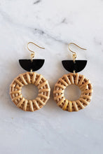 Load image into Gallery viewer, Ninh Binh 16K Gold Plated Brass Horn &amp; Rattan (Straw/Wicker) Crescent &amp; Donut Earrings

