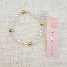 Load image into Gallery viewer, Pearl &amp; Gold Beaded Stretch Bracelet
