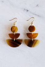 Load image into Gallery viewer, Saigon 16K Gold Plated Geometric Statement Buffalo Horn Earrings
